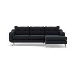 Phoebe Large Chaise Sofa - Large Chaise Sofa RHF Standard Back Grade B - Right Hand Facing - Plush Velvet Charcoal / Chrome