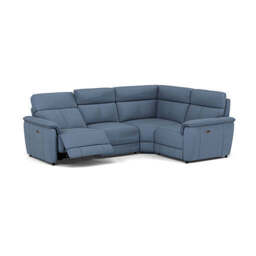 Orkney Small Corner Recliner Sofa - Combination 7 2.5 Corner 1.25 Power Fabric - Left Hand Facing - Power Recliner with USB - BFA-MAD-08 PACIFIC BLUE - thumbnail 1
