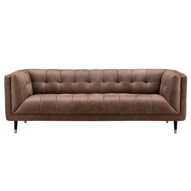 Cassia 4 Seater Sofa - 3.5 Seater Sofa Vintage Leather - Feet: 178mm Brass Tipped Legs Mahogany / VINTAGE V-1807 Vintage Tabac - image 1