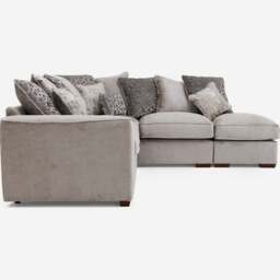 Allure Corner Sofa with Footstool - Corner Group with Stool Chaise Right Grade D - Right Hand Facing - Extraflex - Pillow Back / Aaron Silver/Destiny Silver/Tessere Pebble / Light Beech Feet - thumbnail 4