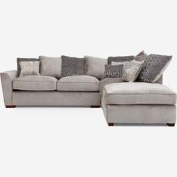 Allure Corner Sofa with Footstool - Corner Group with Stool Chaise Right Grade D - Right Hand Facing - Extraflex - Pillow Back / Aaron Silver/Destiny Silver/Tessere Pebble / Light Beech Feet - thumbnail 1