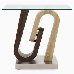 Atlas End Table - End Table Walnut/Stainless Steel/Clear Glass - thumbnail 1