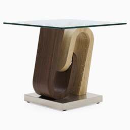 Atlas End Table - End Table Walnut/Stainless Steel/Clear Glass - thumbnail 2