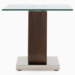 Atlas End Table - End Table Walnut/Stainless Steel/Clear Glass - thumbnail 4