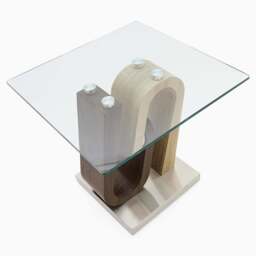 Atlas End Table - End Table Walnut/Stainless Steel/Clear Glass - thumbnail 3