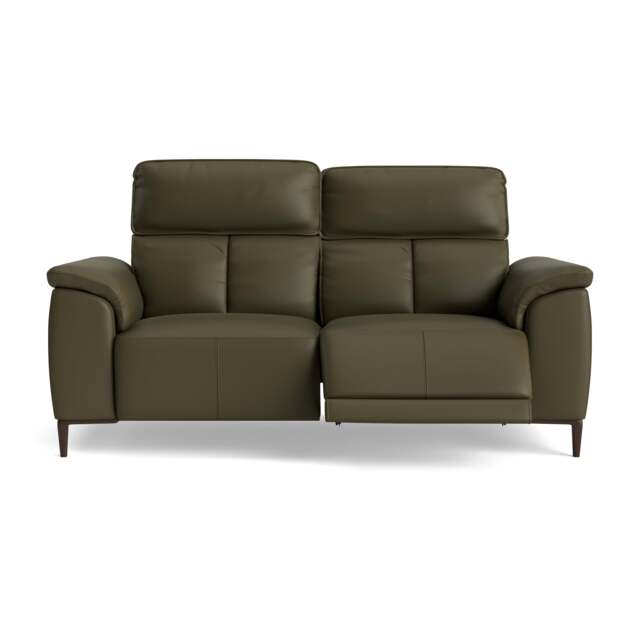 Loma Small 3 Seater Recliner Sofa - 2.5 Seater Sofa with 2 Power Recliners (Compact) USB Cat 20S - Power Recliner with USB - NWS-548E DARK OLIVE - image 1