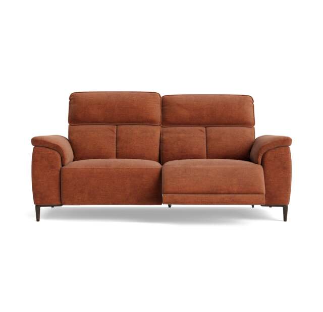 Loma 3 Seater Recliner Sofa - 2.5 Seater Sofa with 2 Power Recliners USB Fabric - Power Recliner with USB - FAB-NTS - 17 TERRACOTTA - image 1