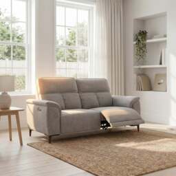 Loma 3 Seater Recliner Sofa - 2.5 Seater Sofa with 2 Power Recliners USB Fabric - Power Recliner with USB - FAB-NTS - 17 TERRACOTTA - thumbnail 2