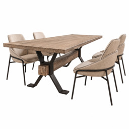 Dakota Large Dining Table & 4 Beige Dining Chairs Set