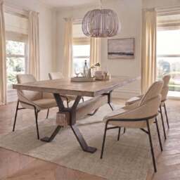 Dakota Large Dining Table & 4 Beige Dining Chairs Set - thumbnail 2