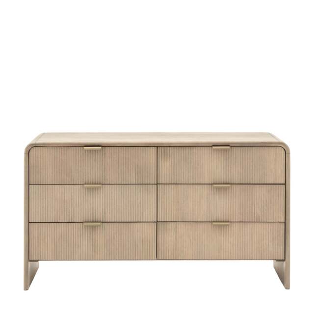 Colonna 6 Drawer Chest - 6 Drawer Chest Natural Mango Wood / Brass - image 1