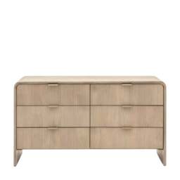 Colonna 6 Drawer Chest - 6 Drawer Chest Natural Mango Wood / Brass - thumbnail 1