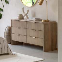 Colonna 6 Drawer Chest - 6 Drawer Chest Natural Mango Wood / Brass - thumbnail 2