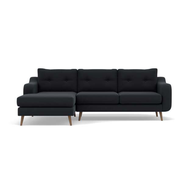 Phoebe Large Chaise Sofa - Large Chaise Sofa LHF Standard Back Grade B - Left Hand Facing - Plush Velvet Charcoal / Weathered Oak - image 1