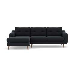 Phoebe Large Chaise Sofa - Large Chaise Sofa LHF Standard Back Grade B - Left Hand Facing - Plush Velvet Charcoal / Weathered Oak - thumbnail 1