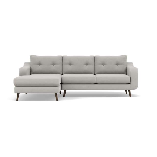 Phoebe Large Chaise Sofa - Large Chaise Sofa LHF Standard Back Grade B - Left Hand Facing - Plush Velvet Silver / American Walnut - image 1