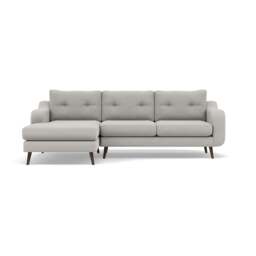 Phoebe Large Chaise Sofa - Large Chaise Sofa LHF Standard Back Grade B - Left Hand Facing - Plush Velvet Silver / American Walnut - thumbnail 1