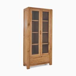 Solvi Display Cabinet - Display Cabinet Solid Oak / Oak Veneer