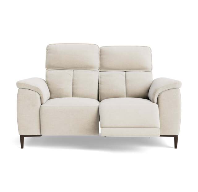 Loma 2 Seater Recliner Sofa - 2 Seater Sofa with 2 Power Recliners USB Fabric - Power Recliner with USB - FAB-NTS - 01 CREAM - image 1