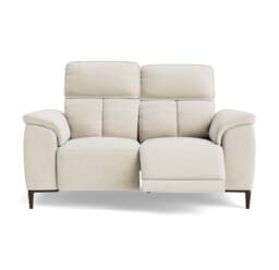 Loma 2 Seater Recliner Sofa - 2 Seater Sofa with 2 Power Recliners USB Fabric - Power Recliner with USB - FAB-NTS - 01 CREAM - thumbnail 1