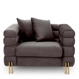 Eichholtz York Armchair Savona Grey Velvet Brushed Brass Legs - Armchair Savona Grey Velvet. - thumbnail 3