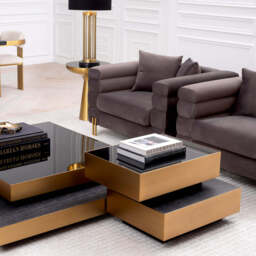 Eichholtz York Armchair Savona Grey Velvet Brushed Brass Legs - Armchair Savona Grey Velvet. - thumbnail 2