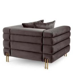 Eichholtz York Armchair Savona Grey Velvet Brushed Brass Legs - Armchair Savona Grey Velvet. - thumbnail 5