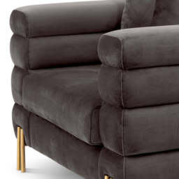 Eichholtz York Armchair Savona Grey Velvet Brushed Brass Legs - Armchair Savona Grey Velvet. - thumbnail 6