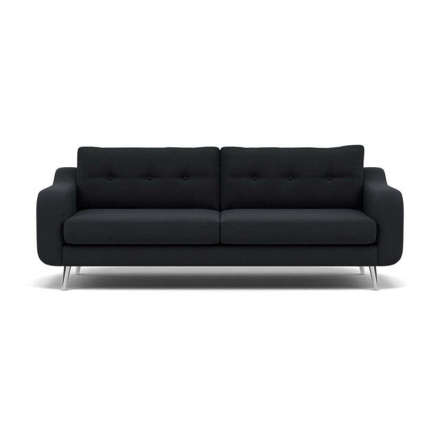 Phoebe 4 Seater Sofa - Extra Large Sofa Standard Back Grade B - Plush Velvet Charcoal / Chrome - image 1