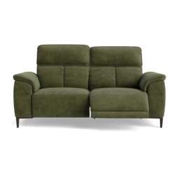 Loma Small 3 Seater Recliner Sofa - 2.5 Seater Sofa with 2 Power Recliners (Compact) USB Fabric - Power Recliner with USB - FAB-NTS - 16 OLIVE GREEN