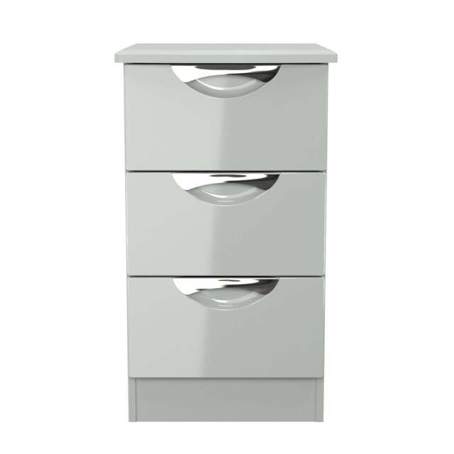 Colton 3 Drawer Bedside Cabinet - 3 Drawer Bedside Cabinet - GGDG - Grey Gloss & Dusk Grey - image 1