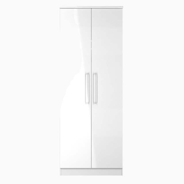 Portland Tall Plain Double Wardrobe - Tall Plain Double Wardrobe - WGW - White Gloss & White - image 1