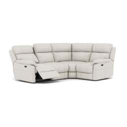 Fara Small Corner Recliner Sofa - Combination 5 2 Corner 1 with 2 Power Recliners Cat 25S - Right Hand Facing - Power Recliner with USB - NCS-744D STAR WHITE - thumbnail 1