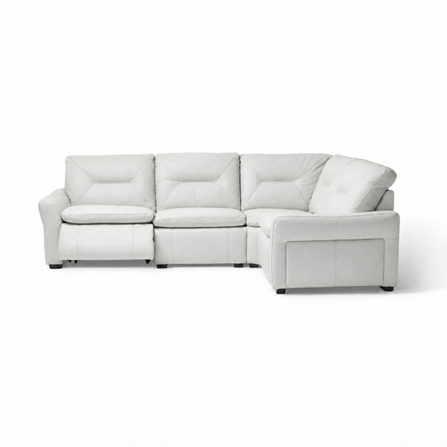 Lusso Corner Sofa - Combination 6 2.5 Right Corner 1.25 Power CAT25S - Right Hand Facing - Power Recliner with Power Footrest and USB - NCS-744D STAR WHITE - image 1