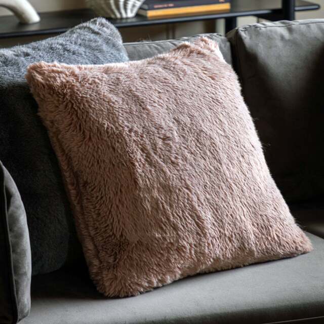 Juniper Faux Fur Cream Square Cushion - Juniper Faux Fur Cushion Mauve 50x50CM - image 1