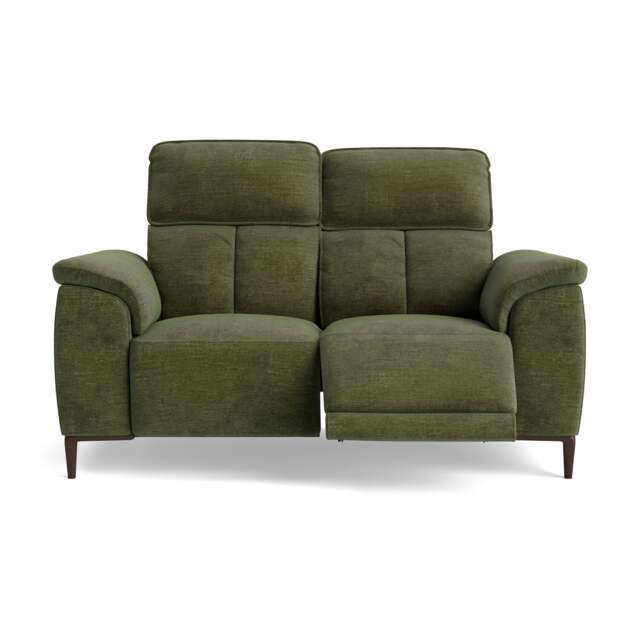Loma 2 Seater Recliner Sofa - 2 Seater Sofa with 2 Power Recliners USB Fabric - Power Recliner with USB - FAB-NTS - 16 OLIVE GREEN - image 1