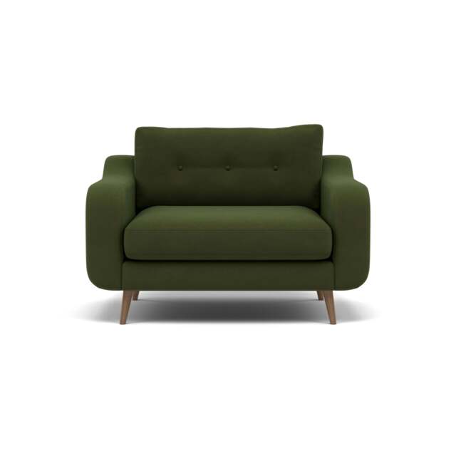 Phoebe Loveseat - Snuggler Chair Grade B - Plush Velvet Vine / Weathered Oak - image 1