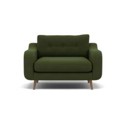 Phoebe Loveseat - Snuggler Chair Grade B - Plush Velvet Vine / Weathered Oak