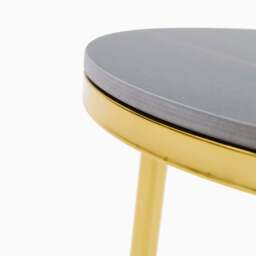 Circo Side Table - Round End Table Black & Gold Ceramic Top/Gold Powder Coat Legs - thumbnail 4
