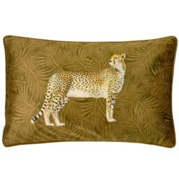 Cheetah Forest Feather Gold Cushion - Cheetah Forest Feather Cushion Gold 30X50CM