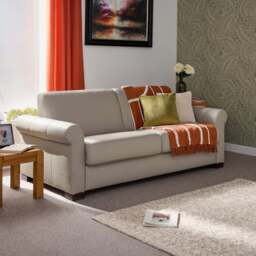 Nicoletti Carlotta 3 Seater Sofa Bed with Curved Arms - 2.5 Sofabed with Arms Rondo CB - Torello Taupe 312 - thumbnail 2