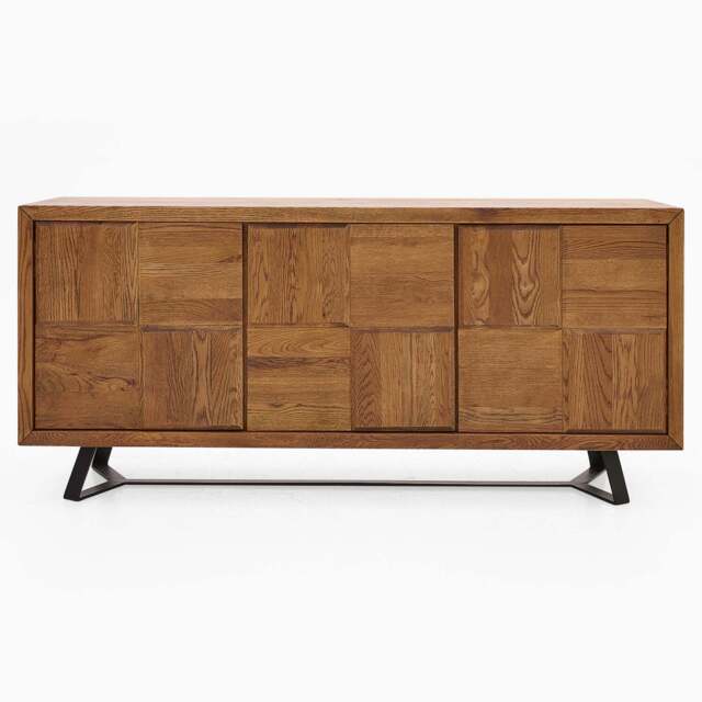 Raindale 3 Door Sideboard - 3 Door Sideboard Dark Oak / Metal Legs - image 1