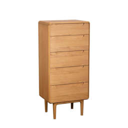 G Plan Winchester 5 Drawer Tall Chest - 5 Drawer Tall Chest With Mirror Light Oak - thumbnail 3