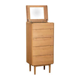 G Plan Winchester 5 Drawer Tall Chest - 5 Drawer Tall Chest With Mirror Light Oak - thumbnail 4