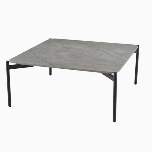 Rocco Ruibei Square Coffee Table - Square Coffee Table Ruibei Grey Ceramic Top / Black Powder Coated Metal Legs - image 1