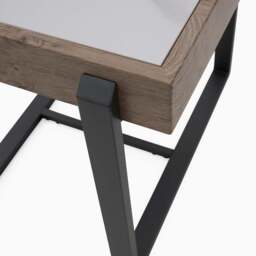 Hanson Side Table - End Table Snow Mountain Sintered Stone / Light Smooth Wood Paper Veneer / Gun Grey Metal L - thumbnail 5