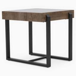 Hanson Side Table - End Table Snow Mountain Sintered Stone / Light Smooth Wood Paper Veneer / Gun Grey Metal L - thumbnail 1