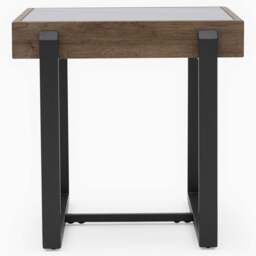Hanson Side Table - End Table Snow Mountain Sintered Stone / Light Smooth Wood Paper Veneer / Gun Grey Metal L - thumbnail 3