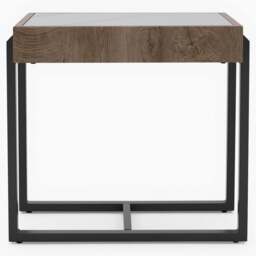 Hanson Side Table - End Table Snow Mountain Sintered Stone / Light Smooth Wood Paper Veneer / Gun Grey Metal L - thumbnail 4
