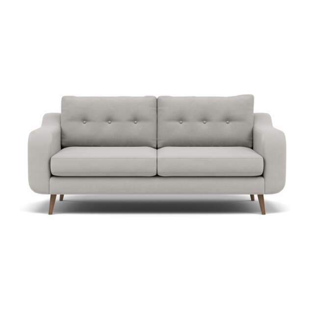 Phoebe 3 Seater Sofa - Large Sofa Standard Back Grade B - Plush Velvet Silver / Weathered Oak - image 1